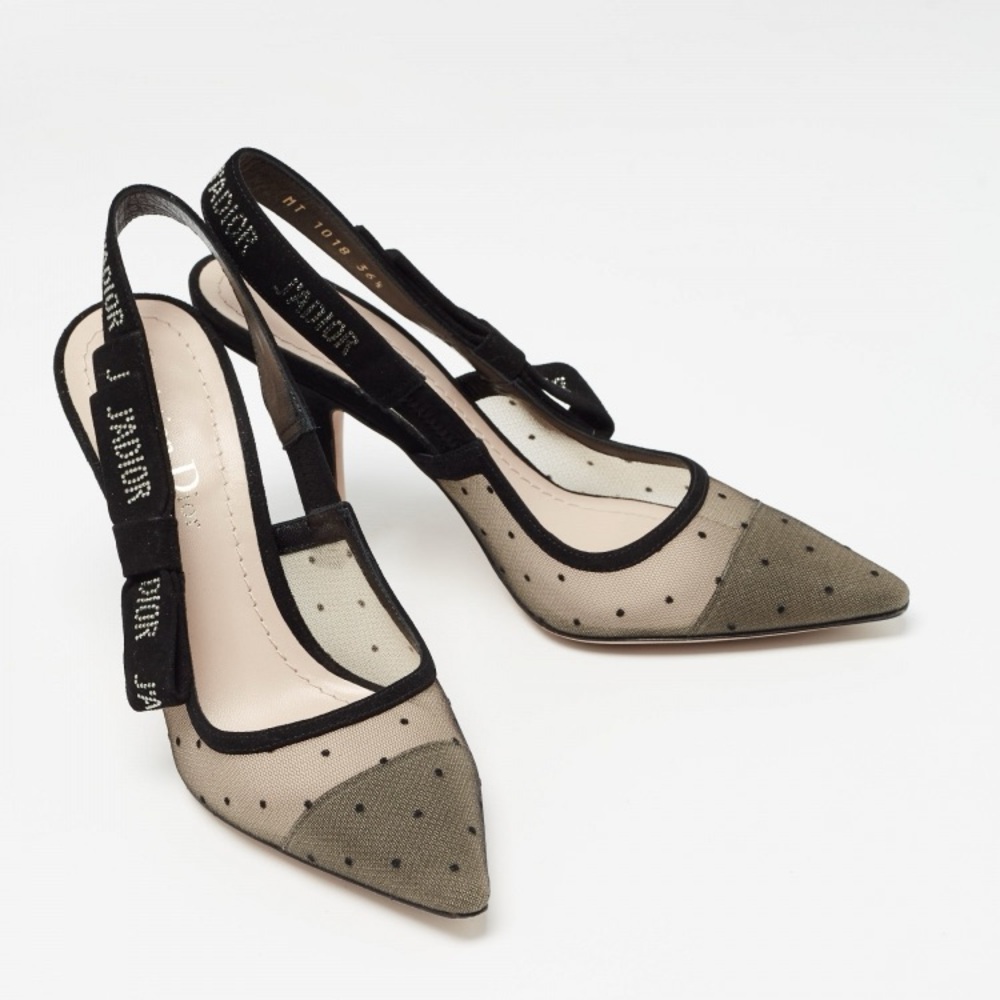 Dior Black Mesh Slingback Heels - Picture 4 of 16